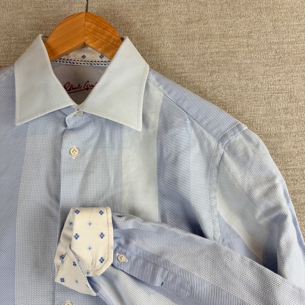 Robert Graham Mens XL Long Sleeve Blue White Stripe Button-down Shirt EUC Preppy
